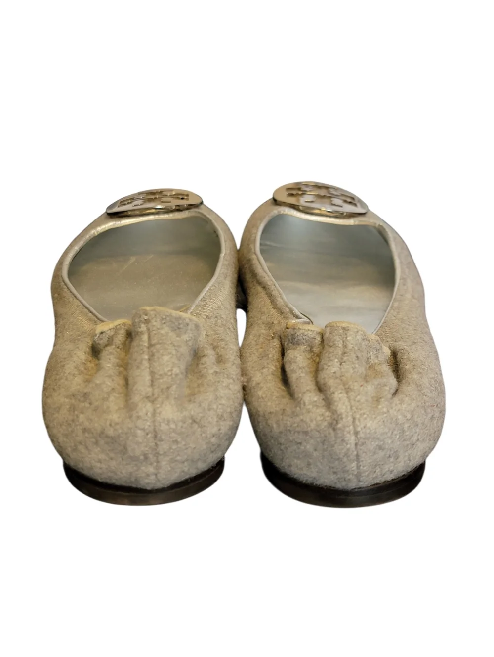 Tory Burch‎ Reva Gray Silver Wool Ballet Flats Shoes 11M